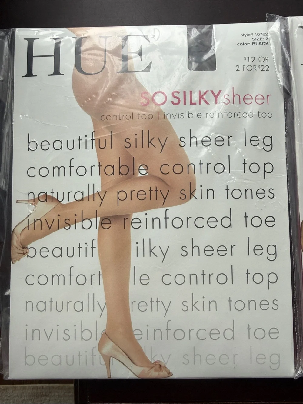 HUE So Silky Sheer Control Top Hosiery - Black